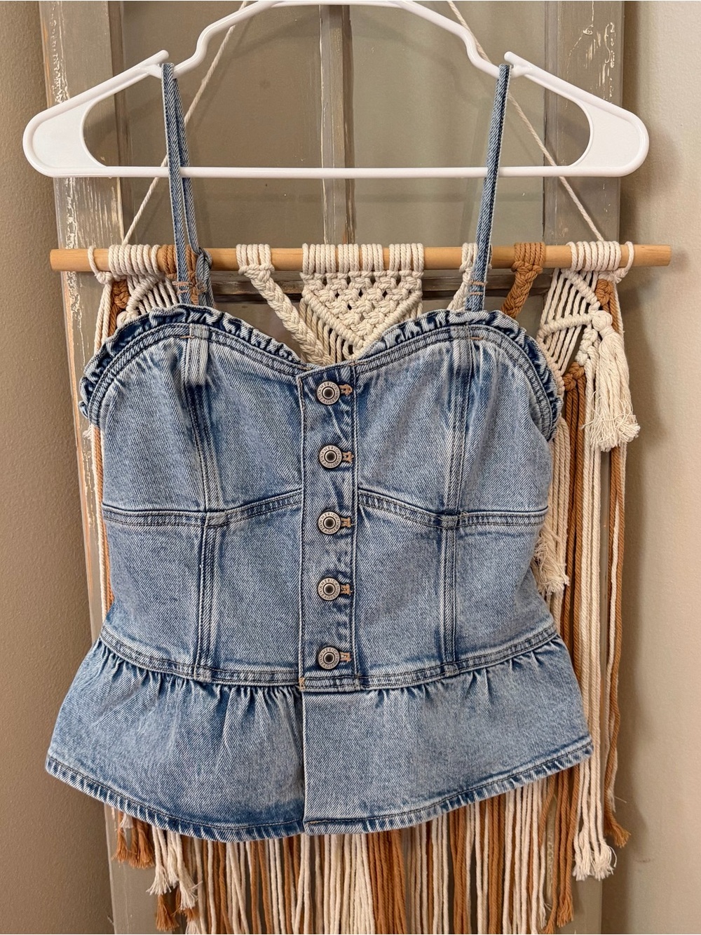 AE NWT denim peplum top size small